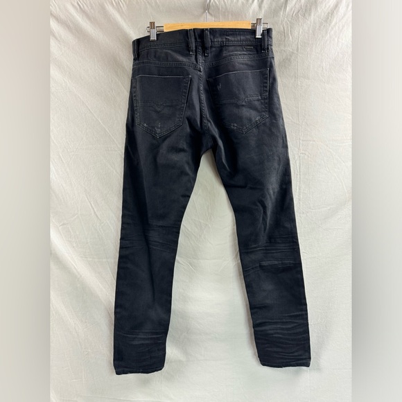 Diesel Jeans Mens 29x30 Blue Tepphar Slim Carrot Button Fly Distressed Black - Picture 2 of 5